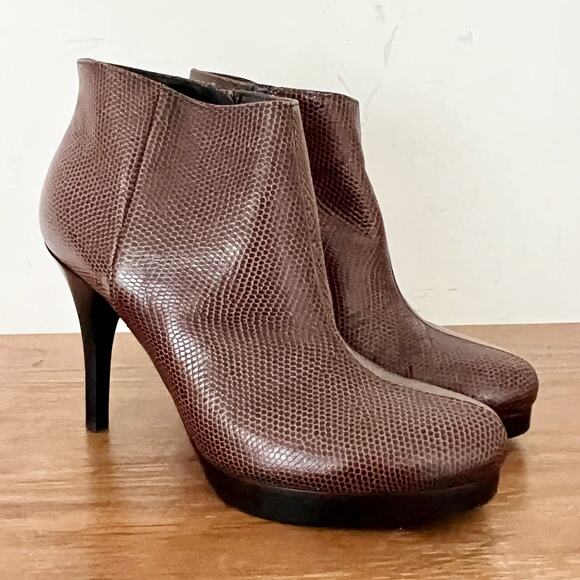 Balenciaga Embossed Leather Stilettos Ankle Boots Brown Women's Size 36.5 / 6 - Picture 1 of 11